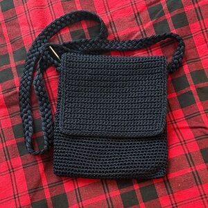 The Sak Navy Crochet Crossbody Bag with Silver Zipper NWOT